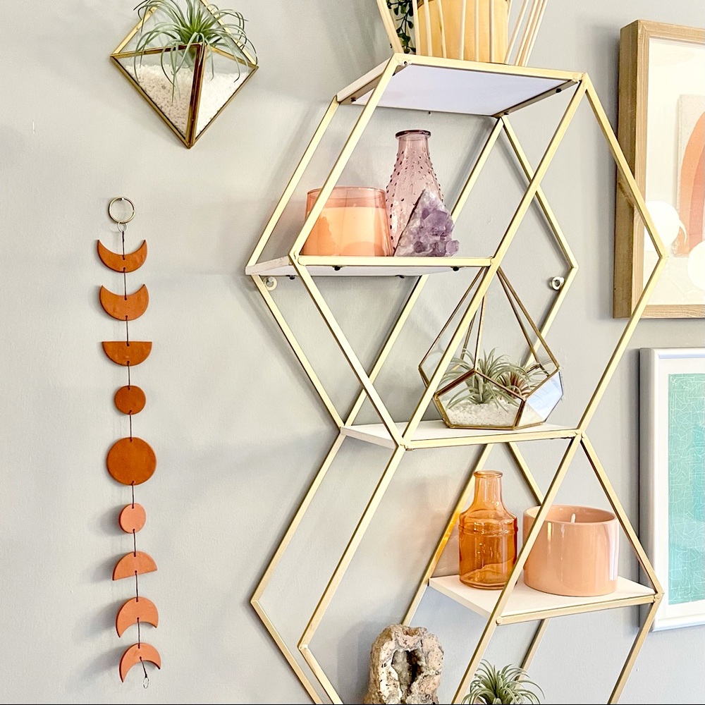 Terracotta Color Clay Moon Phase Wall Hanging